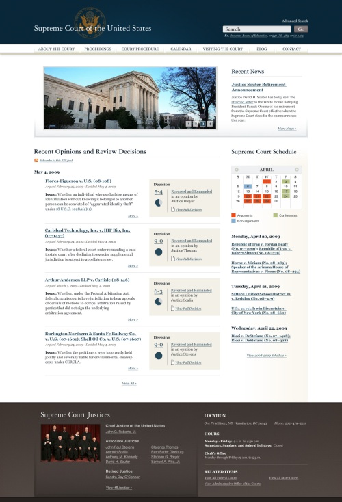The Sunlight Foundation's mockup of a new Supreme Court website