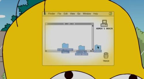 Homer Simpson's Brain runs Macintosh System 6